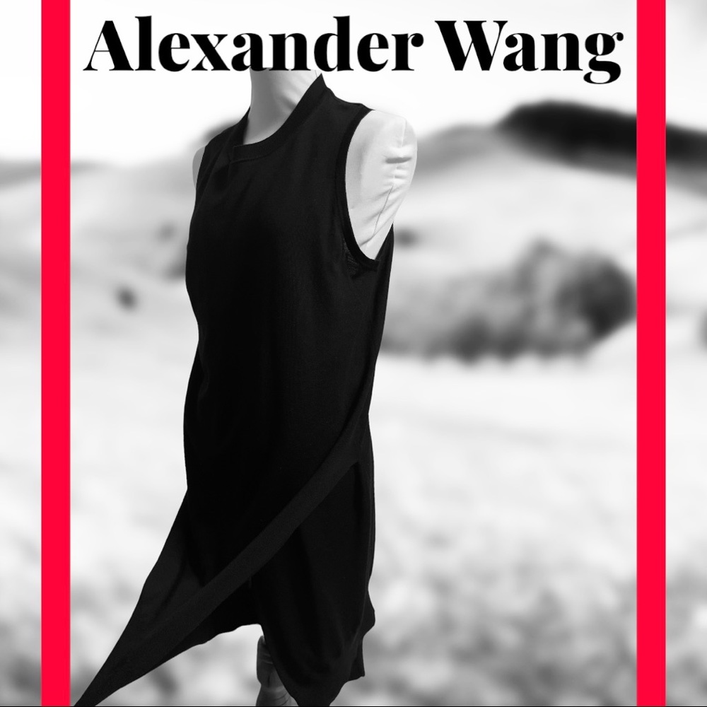 Alexander Wang Merino Wool Black Split Dress